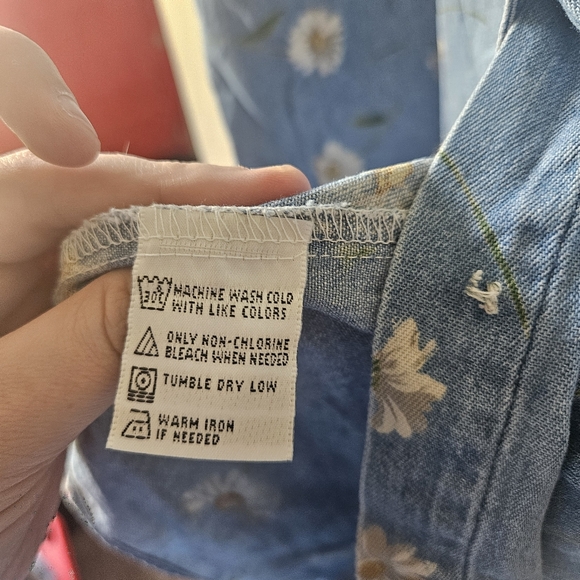 Floral Daisy Print Denim Button Up Shirt Large - Picture 6 of 6